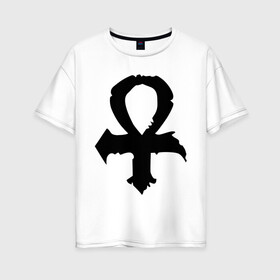 Женская футболка хлопок Oversize с принтом Глаза 69 в Новосибирске, 100% хлопок | свободный крой, круглый ворот, спущенный рукав, длина до линии бедер
 | hard | hardrck | hardrock | rock | rok | рок | тяжелый рок | тяжеляк | хард | хард рок | хардрок