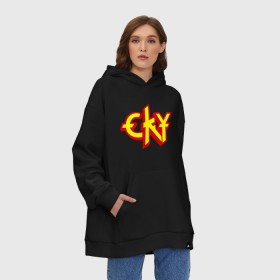 Худи SuperOversize хлопок с принтом CKY в Новосибирске, 70% хлопок, 30% полиэстер, мягкий начес внутри | карман-кенгуру, эластичная резинка на манжетах и по нижней кромке, двухслойный капюшон
 | cky | heavy metal | meta band | metal | muse | rock | trash metal | альтернатива | квартет | лица | метал | метал бэнд | металл | металл бэнд | рок | рок группа | рок группы | скай | трэш метал | тяжелая музыка | хеви метал