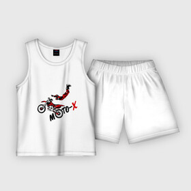 Детская пижама с шортами хлопок с принтом Moto X в Новосибирске,  |  | extrim | moto | moto x | байк | велоспорт | мото | мотоспорт | экстрим