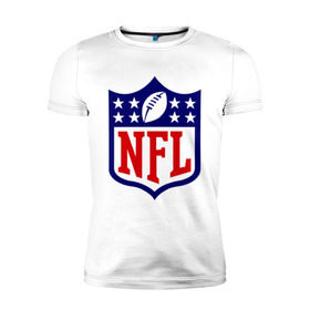 Мужская футболка премиум с принтом NFL в Новосибирске, 92% хлопок, 8% лайкра | приталенный силуэт, круглый вырез ворота, длина до линии бедра, короткий рукав | Тематика изображения на принте: американский футбол | регби
