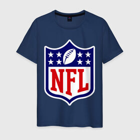 Мужская футболка хлопок с принтом NFL в Новосибирске, 100% хлопок | прямой крой, круглый вырез горловины, длина до линии бедер, слегка спущенное плечо. | американский футбол | регби