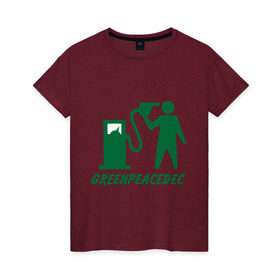 Женская футболка хлопок с принтом Greenpeacedec (1) в Новосибирске, 100% хлопок | прямой крой, круглый вырез горловины, длина до линии бедер, слегка спущенное плечо | green peace | азс | бензин | грин пис | заправка | мат | экология