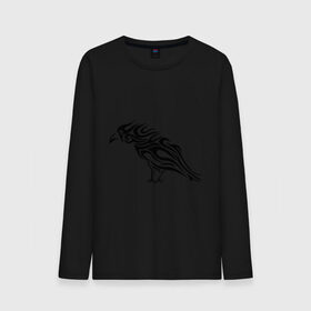 Мужской лонгслив хлопок с принтом Ворон (Raven) в Новосибирске, 100% хлопок |  | ворон | ворон тату | ворон трайбл | ворона | ворона трайбл | черная ворона | черная птица | черный ворон