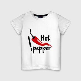 Детская футболка хлопок с принтом горячий pepper в Новосибирске, 100% хлопок | круглый вырез горловины, полуприлегающий силуэт, длина до линии бедер | Тематика изображения на принте: hot | pepper | горячий | жгучий | ковбой | ловелас | мачо | парень | перец | перчик | страстный | страсть
