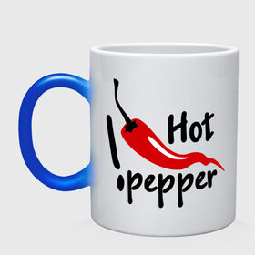 Кружка хамелеон с принтом горячий pepper в Новосибирске, керамика | меняет цвет при нагревании, емкость 330 мл | Тематика изображения на принте: hot | pepper | горячий | жгучий | ковбой | ловелас | мачо | парень | перец | перчик | страстный | страсть