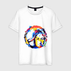 Мужская футболка хлопок с принтом John Lennon - Peace в Новосибирске, 100% хлопок | прямой крой, круглый вырез горловины, длина до линии бедер, слегка спущенное плечо. | 60е | lennon | mc cartney | битлз | битлс | битлы | леннон | ленон | маккартни | ретро