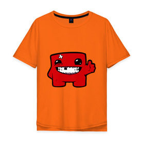 Мужская футболка хлопок Oversize с принтом Super Meat Boy в Новосибирске, 100% хлопок | свободный крой, круглый ворот, “спинка” длиннее передней части | meatboy