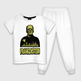 Детская пижама хлопок с принтом Франкенштейн (1) в Новосибирске, 100% хлопок |  брюки и футболка прямого кроя, без карманов, на брюках мягкая резинка на поясе и по низу штанин
 | frankenstein | монстр | франкенштейн | чудище | чудовище