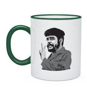 Кружка двухцветная с принтом Peace Che Guevara в Новосибирске, керамика | объем — 330 мл, диаметр — 80 мм. Цветная ручка и кайма сверху, в некоторых цветах — вся внутренняя часть | че гевара