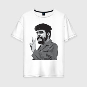Женская футболка хлопок Oversize с принтом Peace Che Guevara в Новосибирске, 100% хлопок | свободный крой, круглый ворот, спущенный рукав, длина до линии бедер
 | че гевара