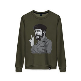 Женский свитшот хлопок с принтом Peace Che Guevara в Новосибирске, 100% хлопок | прямой крой, круглый вырез, на манжетах и по низу широкая трикотажная резинка  | че гевара