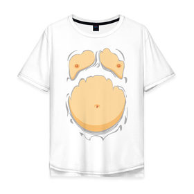 Мужская футболка хлопок Oversize с принтом Пивной живот в Новосибирске, 100% хлопок | свободный крой, круглый ворот, “спинка” длиннее передней части | р рванная