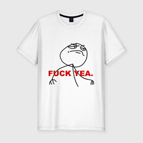 Мужская футболка премиум с принтом FUCK YEA. в Новосибирске, 92% хлопок, 8% лайкра | приталенный силуэт, круглый вырез ворота, длина до линии бедра, короткий рукав | 