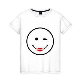Женская футболка хлопок с принтом Смайл девчачий в Новосибирске, 100% хлопок | прямой крой, круглый вырез горловины, длина до линии бедер, слегка спущенное плечо | smile | девушка | для девушек | смайл | смайлик | улыбка
