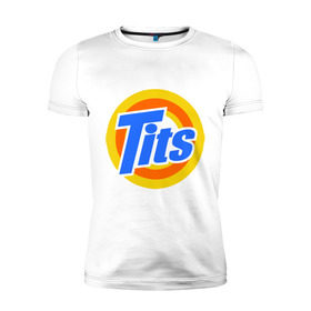 Мужская футболка премиум с принтом Tits (Титьки) в Новосибирске, 92% хлопок, 8% лайкра | приталенный силуэт, круглый вырез ворота, длина до линии бедра, короткий рукав | груди | грудь | стиральный | тайд