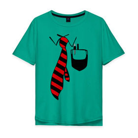 Мужская футболка хлопок Oversize с принтом галстук работника в Новосибирске, 100% хлопок | свободный крой, круглый ворот, “спинка” длиннее передней части | воротник | карман | костюм | офис | работа | работать | рубашка | ручка | сотрудник