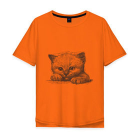 Мужская футболка хлопок Oversize с принтом Самый милый котёнок в Новосибирске, 100% хлопок | свободный крой, круглый ворот, “спинка” длиннее передней части | Тематика изображения на принте: домашние животные | кот | котенок | котик | коты | кошка | кошки | милый котенок