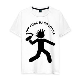 Мужская футболка хлопок с принтом DIY punk hardcore в Новосибирске, 100% хлопок | прямой крой, круглый вырез горловины, длина до линии бедер, слегка спущенное плечо. | Тематика изображения на принте: 