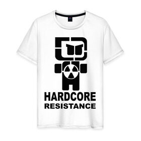 Мужская футболка хлопок с принтом Hardcore resistance в Новосибирске, 100% хлопок | прямой крой, круглый вырез горловины, длина до линии бедер, слегка спущенное плечо. | 
