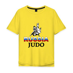 Мужская футболка хлопок Oversize с принтом Russia judo в Новосибирске, 100% хлопок | свободный крой, круглый ворот, “спинка” длиннее передней части | Тематика изображения на принте: дзюдо