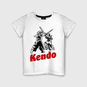 Детская футболка хлопок с принтом Кендо фектование в Новосибирске, 100% хлопок | круглый вырез горловины, полуприлегающий силуэт, длина до линии бедер | kendo | russia | борьба | восточные | единоборства | самурай | самурайский | синай | спорт | фехтование