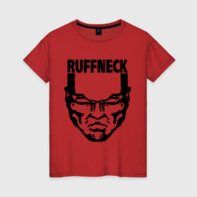 Женская футболка хлопок с принтом Ruffneck в Новосибирске, 100% хлопок | прямой крой, круглый вырез горловины, длина до линии бедер, слегка спущенное плечо | dj | ruffneck | диджей | лицо | музыка | обложка