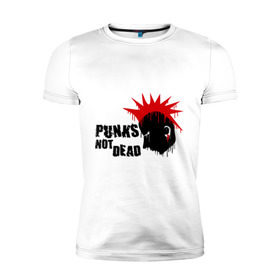 Мужская футболка премиум с принтом Punks not dead (1) в Новосибирске, 92% хлопок, 8% лайкра | приталенный силуэт, круглый вырез ворота, длина до линии бедра, короткий рукав | Тематика изображения на принте: punks | панк | панк не умрет | стиль панк