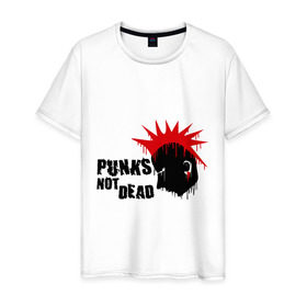 Мужская футболка хлопок с принтом Punks not dead (1) в Новосибирске, 100% хлопок | прямой крой, круглый вырез горловины, длина до линии бедер, слегка спущенное плечо. | punks | панк | панк не умрет | стиль панк