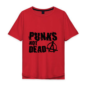 Мужская футболка хлопок Oversize с принтом Punks not dead (2) в Новосибирске, 100% хлопок | свободный крой, круглый ворот, “спинка” длиннее передней части | Тематика изображения на принте: punks | анархия | панк | панк не умрет | стиль панк