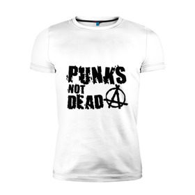 Мужская футболка премиум с принтом Punks not dead (2) в Новосибирске, 92% хлопок, 8% лайкра | приталенный силуэт, круглый вырез ворота, длина до линии бедра, короткий рукав | Тематика изображения на принте: punks | анархия | панк | панк не умрет | стиль панк