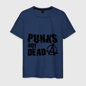 Мужская футболка хлопок с принтом Punks not dead (2) в Новосибирске, 100% хлопок | прямой крой, круглый вырез горловины, длина до линии бедер, слегка спущенное плечо. | Тематика изображения на принте: punks | анархия | панк | панк не умрет | стиль панк