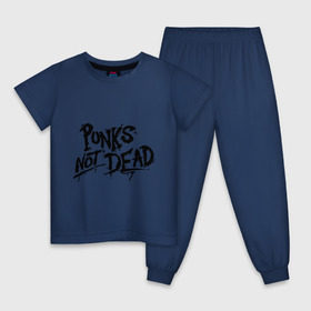 Детская пижама хлопок с принтом Punks not dead в Новосибирске, 100% хлопок |  брюки и футболка прямого кроя, без карманов, на брюках мягкая резинка на поясе и по низу штанин
 | Тематика изображения на принте: punks | панк | панк не умрет | стиль панк