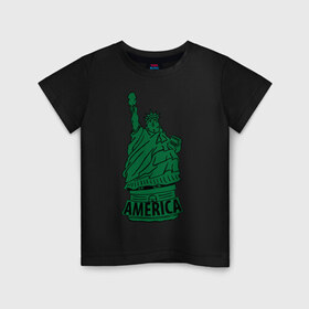 Детская футболка хлопок с принтом Америка (America) Толстая статуя свободы в Новосибирске, 100% хлопок | круглый вырез горловины, полуприлегающий силуэт, длина до линии бедер | new york | жирная | лишний вес | нью йорк | толстуха