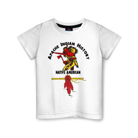 Детская футболка хлопок с принтом Apache Indian History 4 в Новосибирске, 100% хлопок | круглый вырез горловины, полуприлегающий силуэт, длина до линии бедер | apache | апачи | индеец | индейцы | коренные американцы | краснокожие