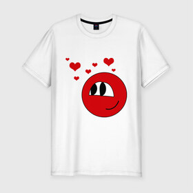 Мужская футболка премиум с принтом влюбленный смайл в Новосибирске, 92% хлопок, 8% лайкра | приталенный силуэт, круглый вырез ворота, длина до линии бедра, короткий рукав | love | влюбленность | любовь | сердечки | сердца | смайл | смайлик | чувства