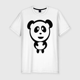 Мужская футболка премиум с принтом Милая панда в Новосибирске, 92% хлопок, 8% лайкра | приталенный силуэт, круглый вырез ворота, длина до линии бедра, короткий рукав | panda | животное | зверушка | зверь | медведь | медвежонок | мишка | мишутка