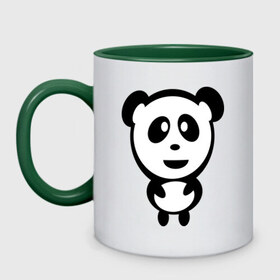 Кружка двухцветная с принтом Милая панда в Новосибирске, керамика | объем — 330 мл, диаметр — 80 мм. Цветная ручка и кайма сверху, в некоторых цветах — вся внутренняя часть | panda | животное | зверушка | зверь | медведь | медвежонок | мишка | мишутка