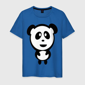 Мужская футболка хлопок с принтом Милая панда в Новосибирске, 100% хлопок | прямой крой, круглый вырез горловины, длина до линии бедер, слегка спущенное плечо. | panda | животное | зверушка | зверь | медведь | медвежонок | мишка | мишутка