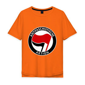 Мужская футболка хлопок Oversize с принтом Antifa (1) в Новосибирске, 100% хлопок | свободный крой, круглый ворот, “спинка” длиннее передней части | antifa | антифа | антифашизм | антифашистское движение | знак антифа | против фашизма | фашизм