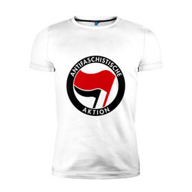 Мужская футболка премиум с принтом Antifa (1) в Новосибирске, 92% хлопок, 8% лайкра | приталенный силуэт, круглый вырез ворота, длина до линии бедра, короткий рукав | antifa | антифа | антифашизм | антифашистское движение | знак антифа | против фашизма | фашизм