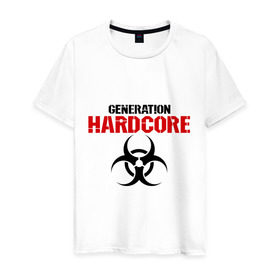 Мужская футболка хлопок с принтом Generation Hardcore в Новосибирске, 100% хлопок | прямой крой, круглый вырез горловины, длина до линии бедер, слегка спущенное плечо. | Тематика изображения на принте: 