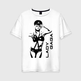 Женская футболка хлопок Oversize с принтом Lady Gaga (1) в Новосибирске, 100% хлопок | свободный крой, круглый ворот, спущенный рукав, длина до линии бедер
 | lady gaga | гага | леди gaga | леди гага | лицо леди gaga | лицо леди гага | образ леди гага