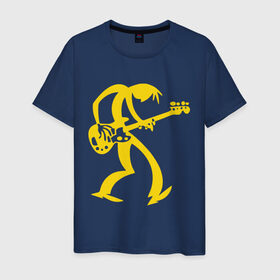 Мужская футболка хлопок с принтом Басист в Новосибирске, 100% хлопок | прямой крой, круглый вырез горловины, длина до линии бедер, слегка спущенное плечо. | гитара