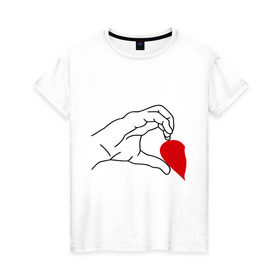 Женская футболка хлопок с принтом Половинки сердца (2) в Новосибирске, 100% хлопок | прямой крой, круглый вырез горловины, длина до линии бедер, слегка спущенное плечо | love | влюбленным | для двоих | любимая | любимый | любовь | отношения | пара | парные | половинки | сердечко | чувства