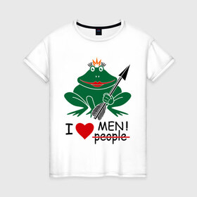 Женская футболка хлопок с принтом Царевна-лягушка в Новосибирске, 100% хлопок | прямой крой, круглый вырез горловины, длина до линии бедер, слегка спущенное плечо | 
