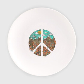 Тарелка с принтом Мир (Peace) в Новосибирске, фарфор | диаметр - 210 мм
диаметр для нанесения принта - 120 мм | хиппи