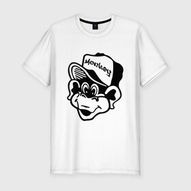 Мужская футболка премиум с принтом Monkey Business в Новосибирске, 92% хлопок, 8% лайкра | приталенный силуэт, круглый вырез ворота, длина до линии бедра, короткий рукав | gangsta | gansta | hip | hip hop | hop | rap | в кепке | обезьяна | обезьянка | рэп | рэпчина | хип | хип хоп | хипхоп | хоп