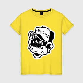 Женская футболка хлопок с принтом Monkey Business в Новосибирске, 100% хлопок | прямой крой, круглый вырез горловины, длина до линии бедер, слегка спущенное плечо | gangsta | gansta | hip | hip hop | hop | rap | в кепке | обезьяна | обезьянка | рэп | рэпчина | хип | хип хоп | хипхоп | хоп