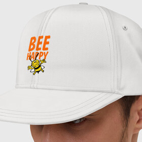 Кепка снепбек с прямым козырьком с принтом BeeHappy в Новосибирске, хлопок 100% |  | Тематика изображения на принте: веселая | насекомое | настроение | позитив | пчела | пчелка | счастливый | счастье | эмоции