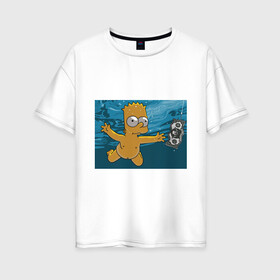 Женская футболка хлопок Oversize с принтом Nevermind (Simpsons) в Новосибирске, 100% хлопок | свободный крой, круглый ворот, спущенный рукав, длина до линии бедер
 | nevermind | nevermind simpsons | nirvana | nirvana nevermind | rock | simpsons | нирвана | нирвана nevermind | нирвана симпсонс | ребенок | рок | символика nirvana | символика нирвана | симпсонс